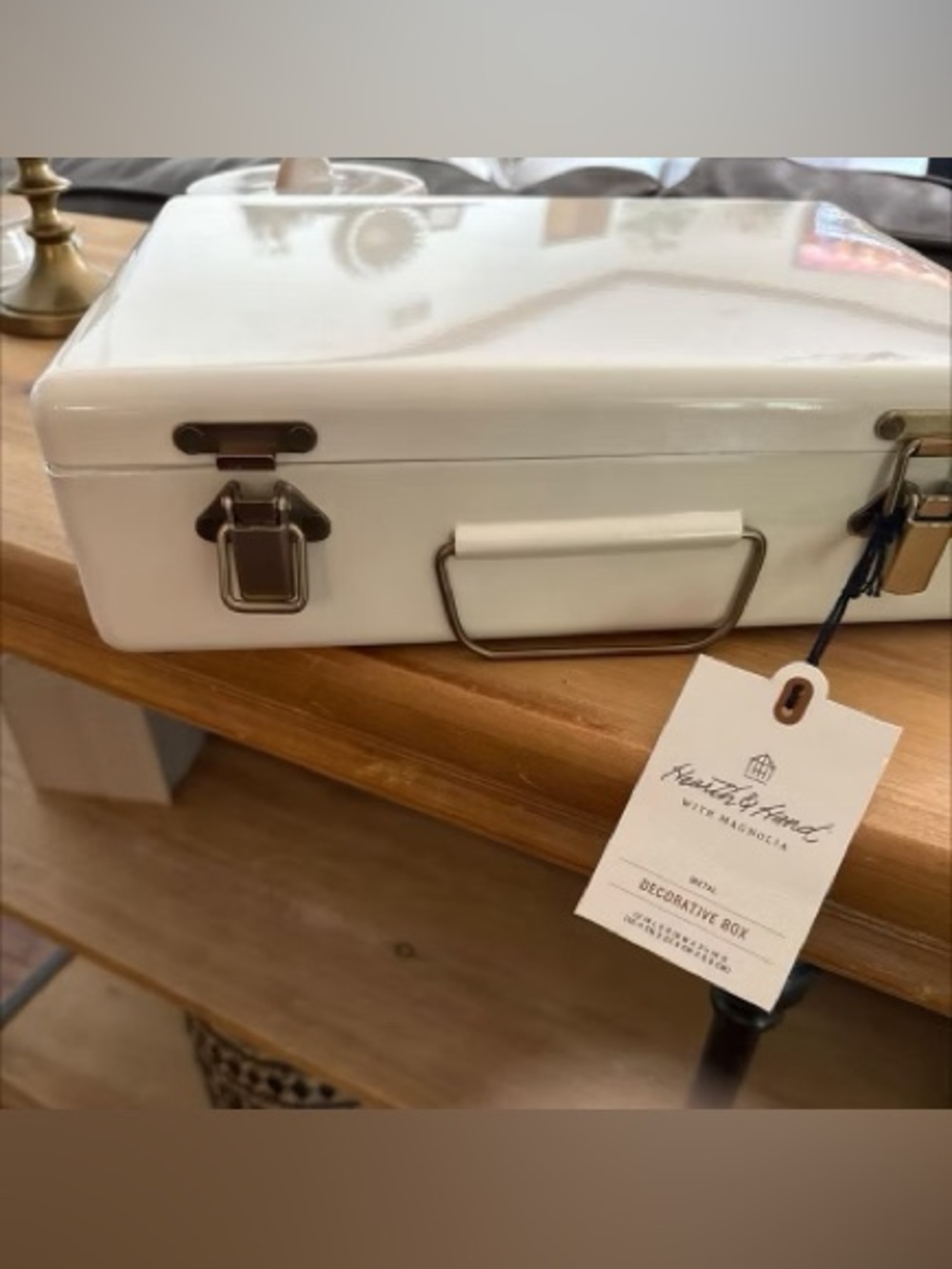 Hearth & Hand White Decorative Metal Storage Box
